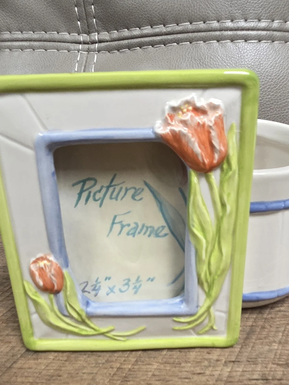 Vintage Ceramic Cottagecore Style Tulip Picture Frame w/ Planter Bin PP